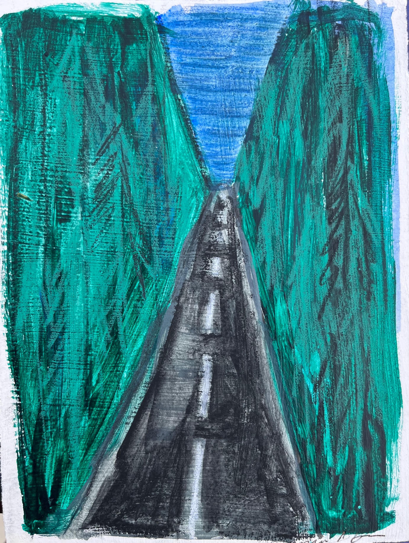 The road ahead at night by Anna Jewel Gove