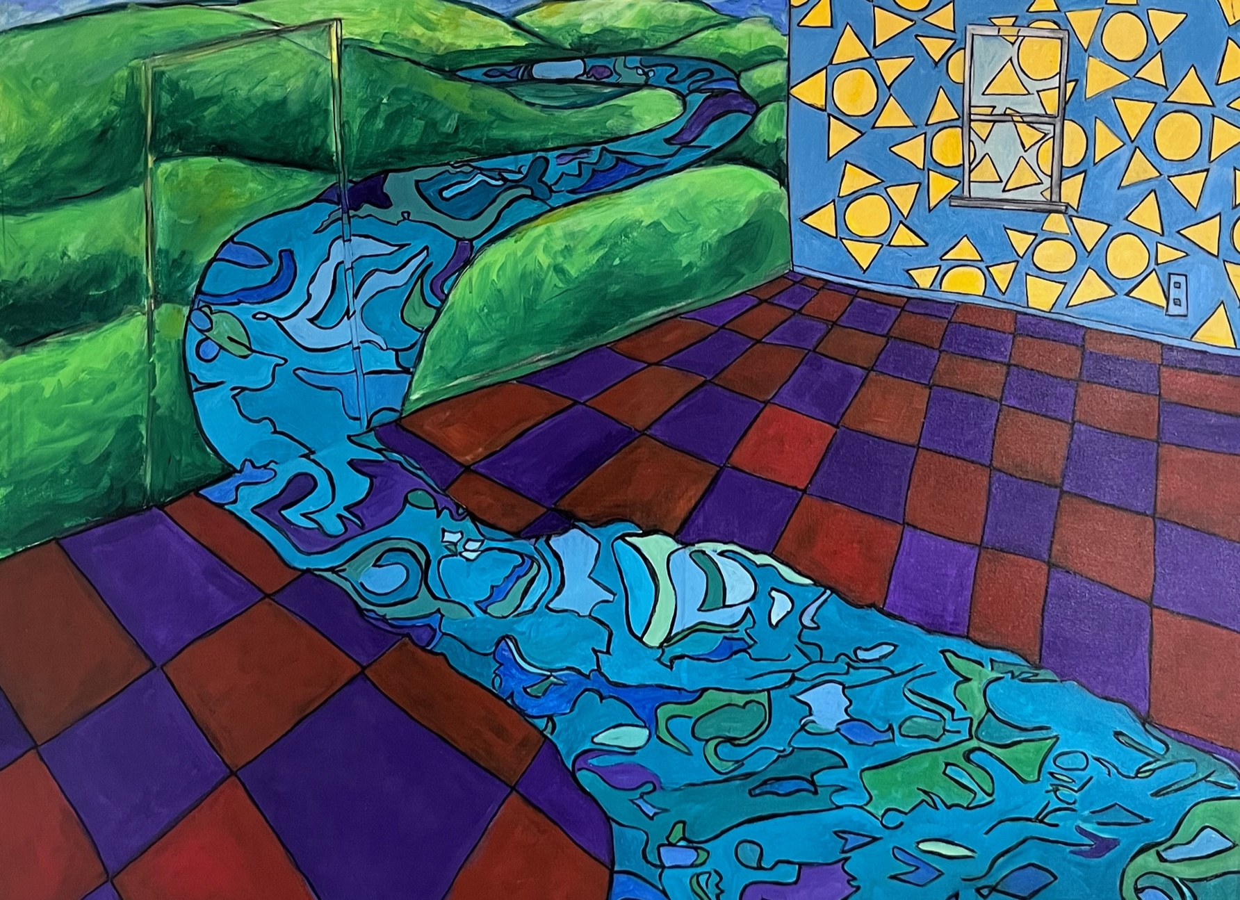 Click here to view A river runs through the living room (climate change) by Anna Jewel Gove